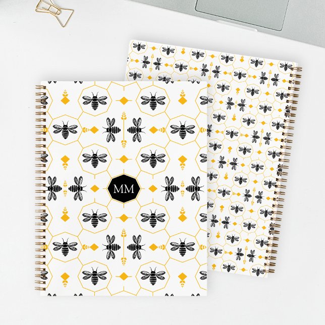 Yellow Bee Monogrammed To-do list Notebook for Her (Yellow Bee Monogram To-do list Monogrammed Notebook for Her)
