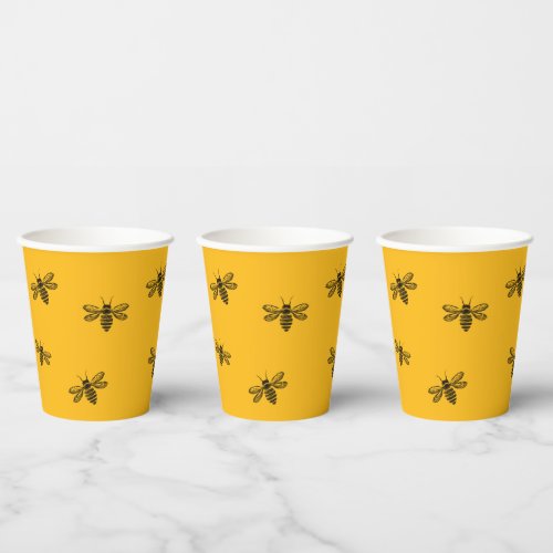 Yellow Bee Simple Minimalist Birthday Party Paper Cups