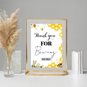 Yellow Bee Thank you Baby shower gift & Card Poster