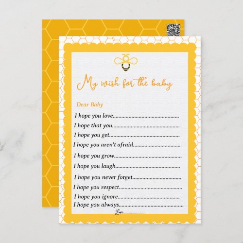 Yellow bee themes gender reveal party games wishes postcard