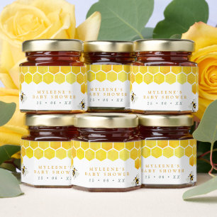Yellow Bees & Honeycomb Baby Shower Honey Jar Favors