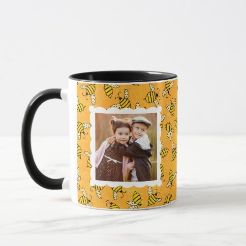 Yellow Bees with Photo Mom Quote Mug