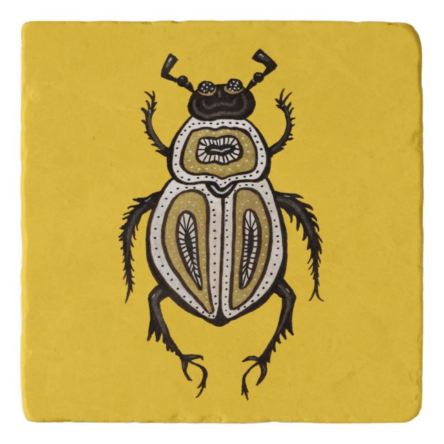 Yellow Beetle Cool Insect Lover Art Trivet (Front)