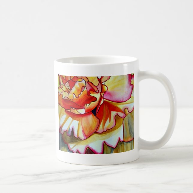 Yellow Begonia flower watercolour original art Coffee Mug (Right)