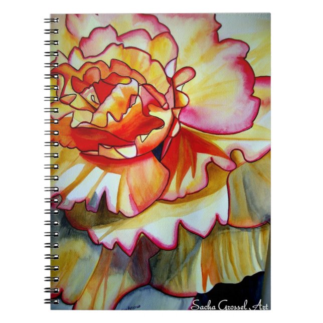 Yellow Begonia original watercolour flower art Notebook (Front)