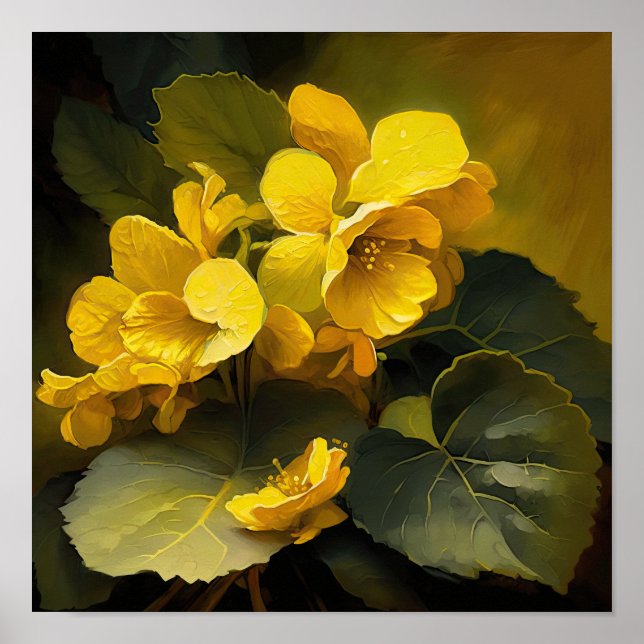 Yellow Begonias Flower Art Print Poster (Front)