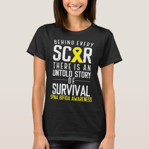 Yellow Behind Every Scar Spina Bifida Awareness T_Shirt