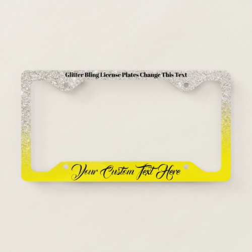 Yellow Beige Lady Sparkle Bling License Plate Frame