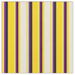 [ Thumbnail: Yellow, Beige, Purple, and Black Colored Lines Fabric ]