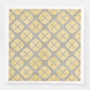 Yellow Beige, Taupe Mid Century Modern Pattern Paper Dinner Napkins