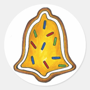 Yellow Bell Sugar Cookie Sprinkles Christmas Xmas Classic Round Sticker