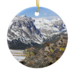 Yellow-Bellied Marmot Gazing at Rocky Mountains Ceramic Ornament