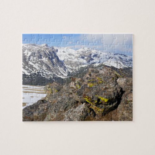 Yellow_Bellied Marmot Gazing at Rocky Mountains Jigsaw Puzzle