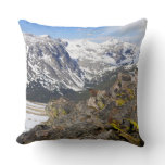 Yellow-Bellied Marmot Gazing at Rocky Mountains Throw Pillow