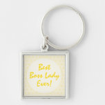 Yellow Best Boss Lady Ever Script Typography Keychain
