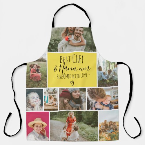 Yellow Best chef and grandma photo collage grid Apron