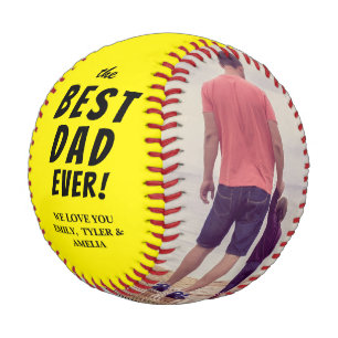 Yellow Best Dad Ever 2 Photo Collage Baseball