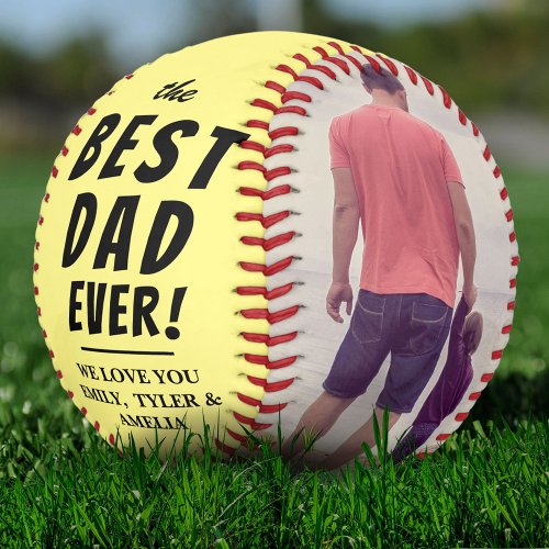 Yellow Best Dad Ever 2 Photo Collage Softball