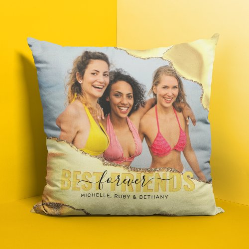 Yellow Best Friends Forever Photo Throw Pillow