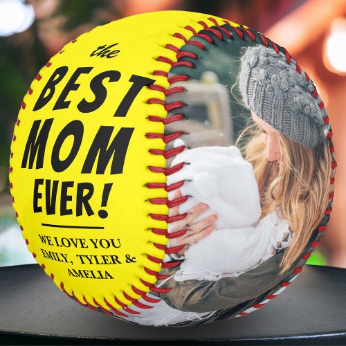 Yellow Best Mom Ever 2 Photo Collage  Softball