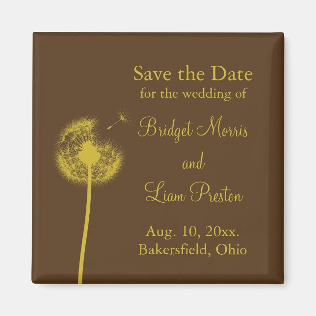 Yellow Best Wishes! Save the Date Magnet (Front)