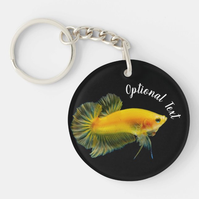 Yellow Betta Fighting Fish Keychain (Front)