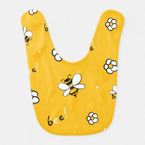 Yellow bib with bee and flower