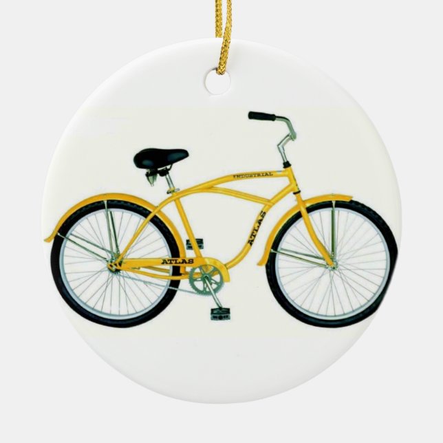 YELLOW BICYCLE CHRISTMAS ORNAMENT (Front)