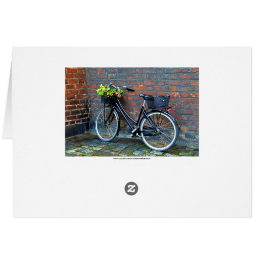 Yellow Bicycle in Copenhagen, Denmark Blank Card (Back Horizontal)