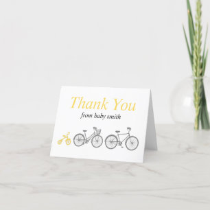 Yellow Bicycle Letterpress Thank You Card