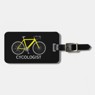Yellow Bicycle On Black Luggage Tag