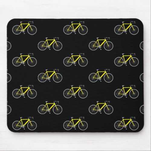 yellow bicycle on black mouse pad