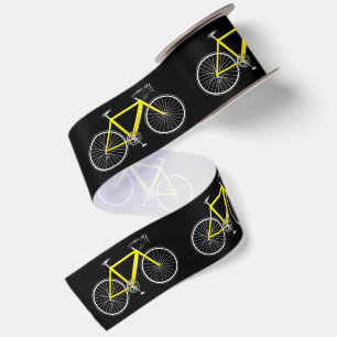 Yellow Bicycle on Black Satin Ribbon