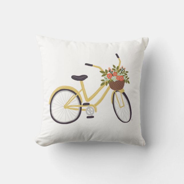 Yellow Bicycle Pillow (Front)
