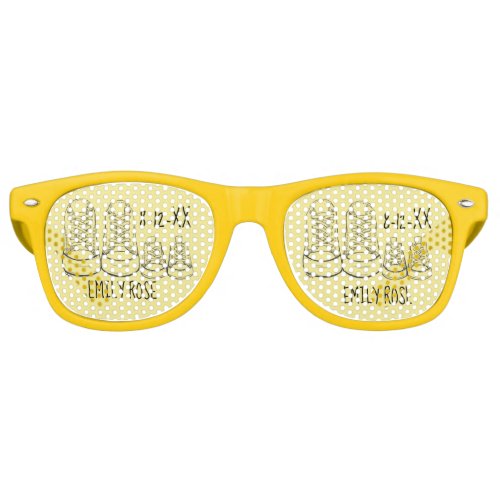 Yellow Big Little Shoes New Baby Shower Favor Retro Sunglasses
