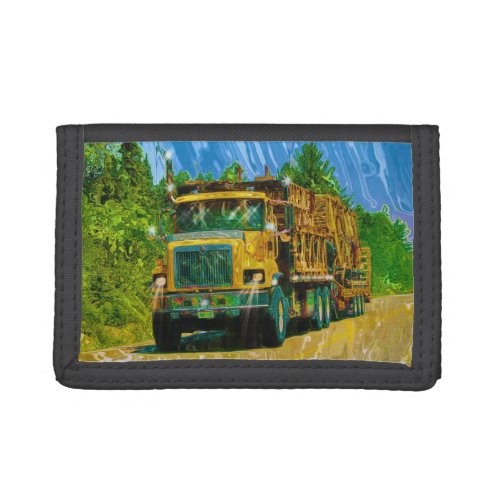 Yellow Big Rig Heavy Load Truck_lovers Lorry Tri_fold Wallet