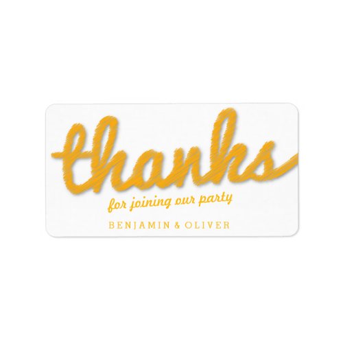 Yellow Big Sketch Twins Thank You Birthday Party Label