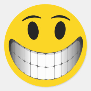 Yellow Big Smile Face Classic Round Sticker