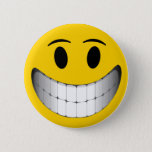 Yellow Big Smile Face Pinback Button at Zazzle