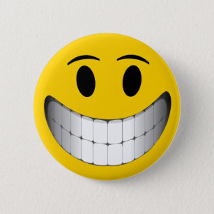 Yellow Big Smile Face Pinback Button