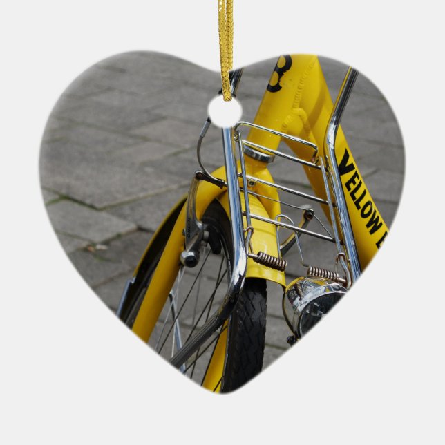 Yellow Bike Amsterdam Ceramic Ornament (Front)