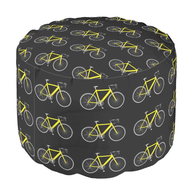 Yellow Bike On Black Pouf (Angled Back)