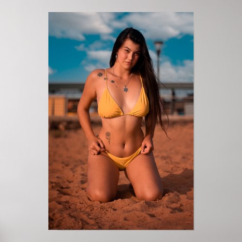 Yellow Bikini Model Poster 12x18