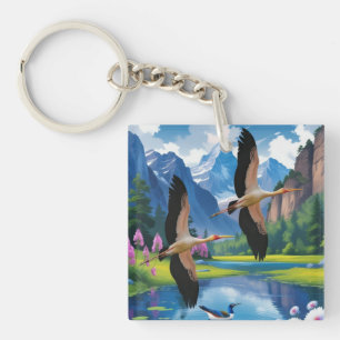 Yellow-Billed Stork in Paanajärvi National Park Keychain