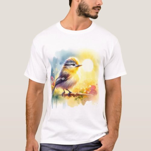 Yellow Billed Tit Tyrant AREF564 _ Watercolor T_Shirt