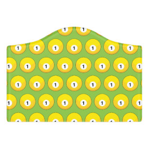 Yellow Billiard Ball Number One Pattern Door Sign
