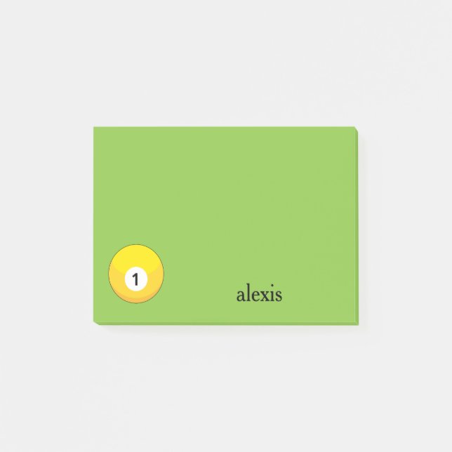 Yellow Billiard Ball Number One Personalize Post-it Notes (Front)