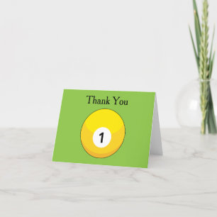 Yellow Billiard Ball Number One Personalize Thank You Card