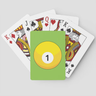 Yellow Billiard Ball Number One Poker Cards