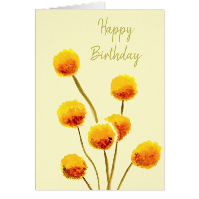Yellow Billy Button native Australian flower Cards (Front)